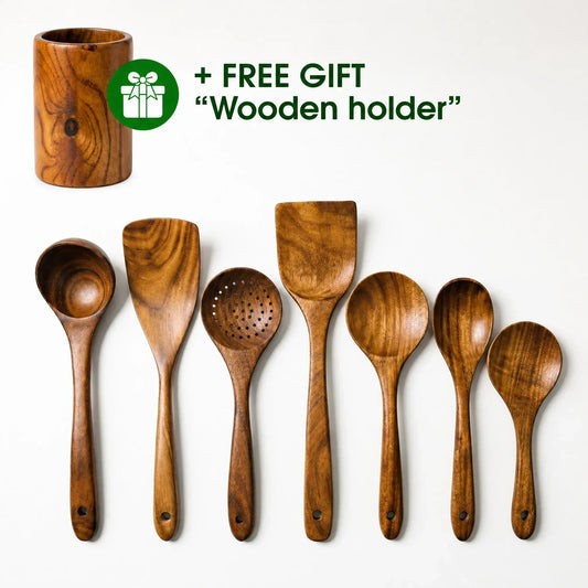 Acacia wood utensil set