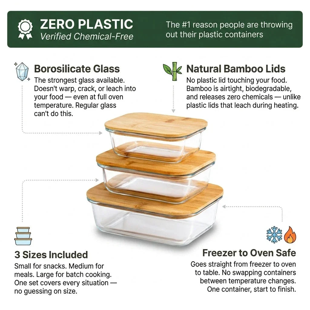 Borosilicate glass and bamboo lids